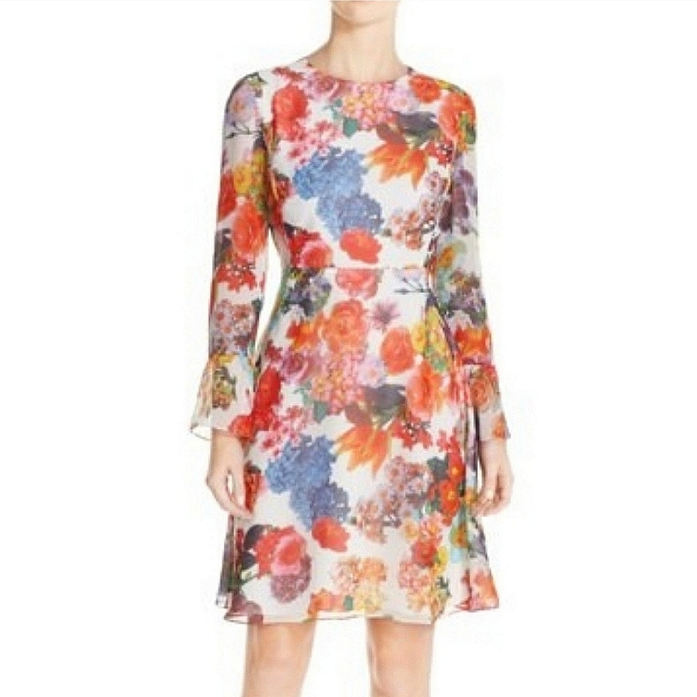 Betsey Johnson Floral Bell Sleeve Dress